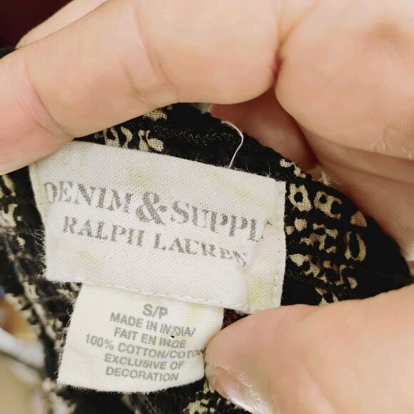 Ralph Lauren DENIM & Small Large Paisley Wide Leg Pull On Wrap Pants Boho - Picture 11 of 11